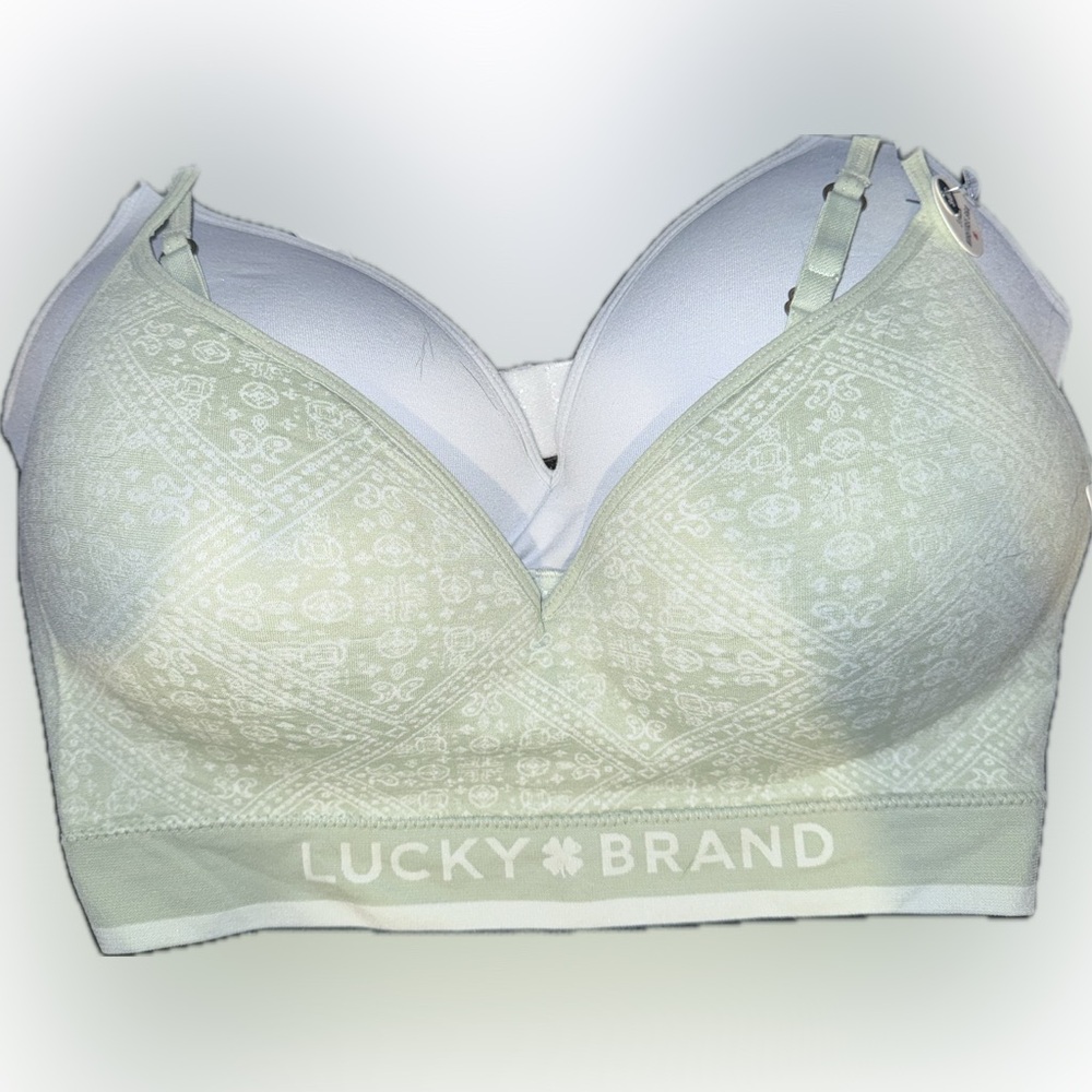 Lucky Brand Women's Light Green and White Bras
